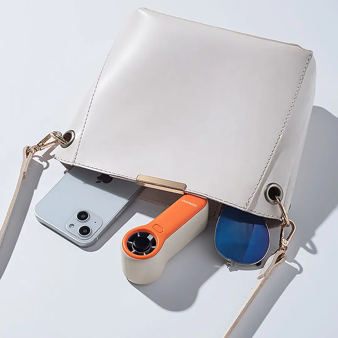 PORODO LIFESTYLE POCKET SIZE HANDHELD FAN WHITE ORANGE PDLSPF2228 - Image 3