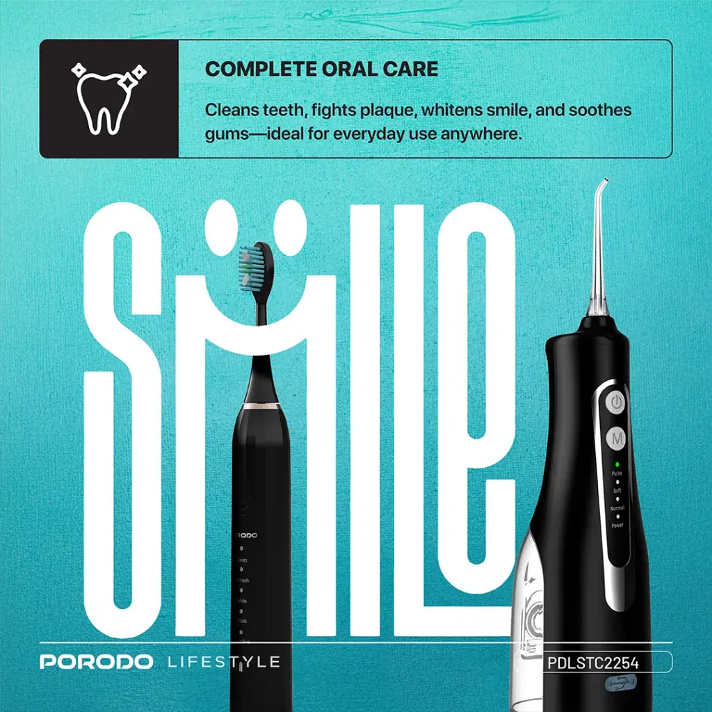 PORODO ULTIMATE ORAL CARE DUO ELECTRIC TOOTHBRUSH AND WATER FLOSSER COMBO PDLSTC2254 - Image 8