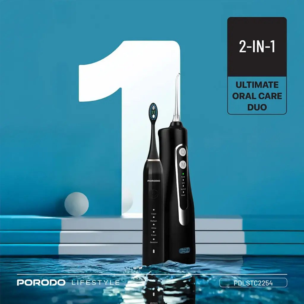PORODO ULTIMATE ORAL CARE DUO ELECTRIC TOOTHBRUSH AND WATER FLOSSER COMBO PDLSTC2254 - Image 5