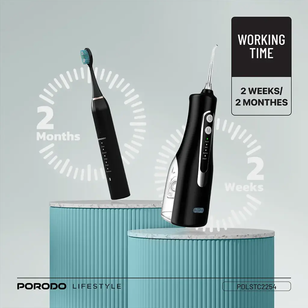 PORODO ULTIMATE ORAL CARE DUO ELECTRIC TOOTHBRUSH AND WATER FLOSSER COMBO PDLSTC2254 - Image 4
