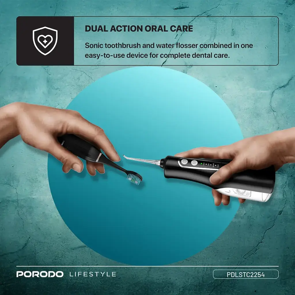 PORODO ULTIMATE ORAL CARE DUO ELECTRIC TOOTHBRUSH AND WATER FLOSSER COMBO PDLSTC2254 - Image 9