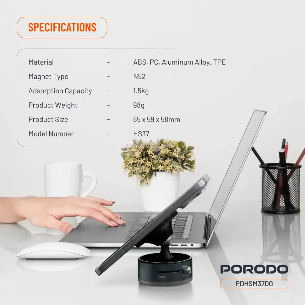 PORODO MULTI SURFACE MAGSAFE PHONE MOUNT DARK GREY PDHSM37DG - Image 2