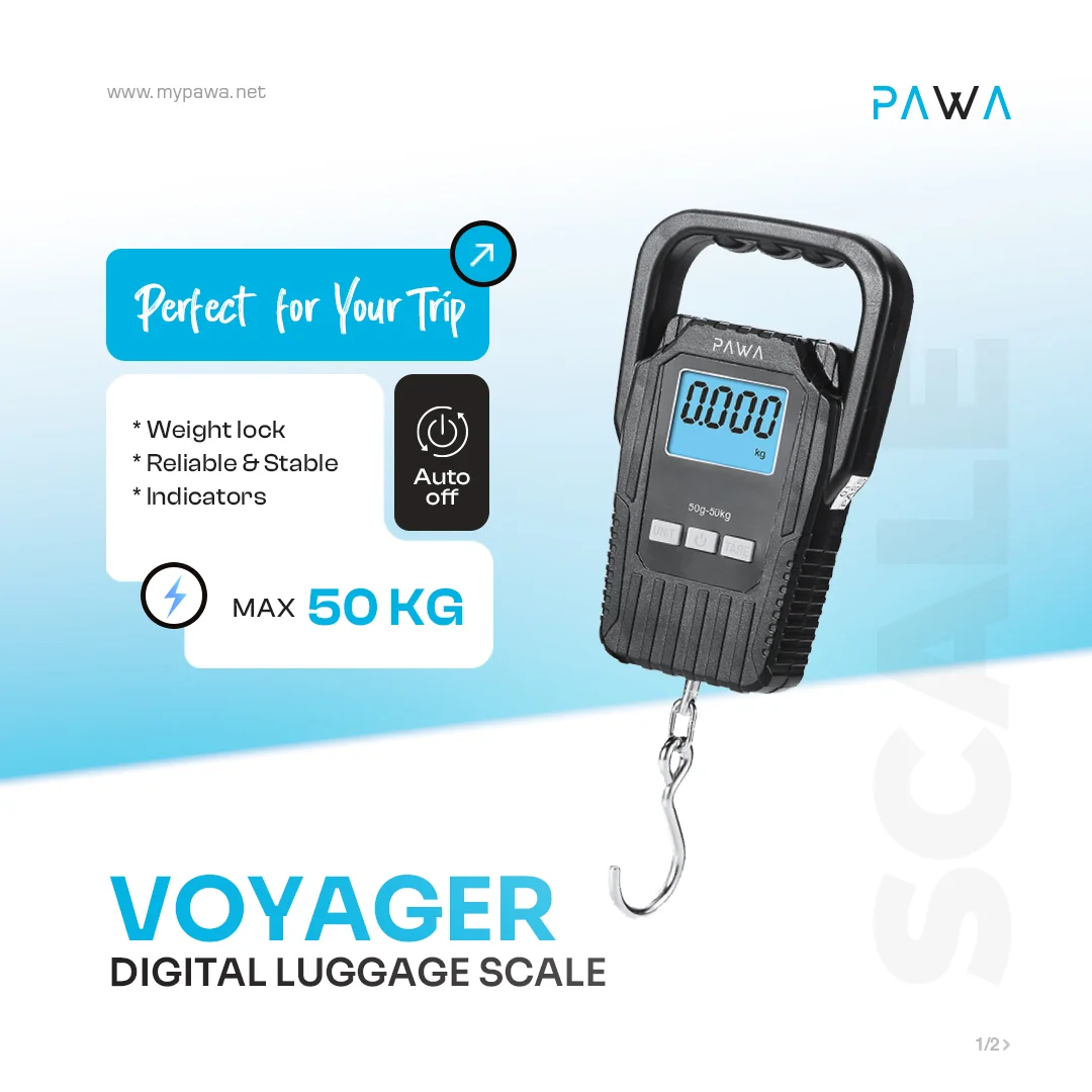 PAWA VOYAGER DIGITAL LUGGAGE SCALE BLACK PW-LGSC50KG-BK - Image 3