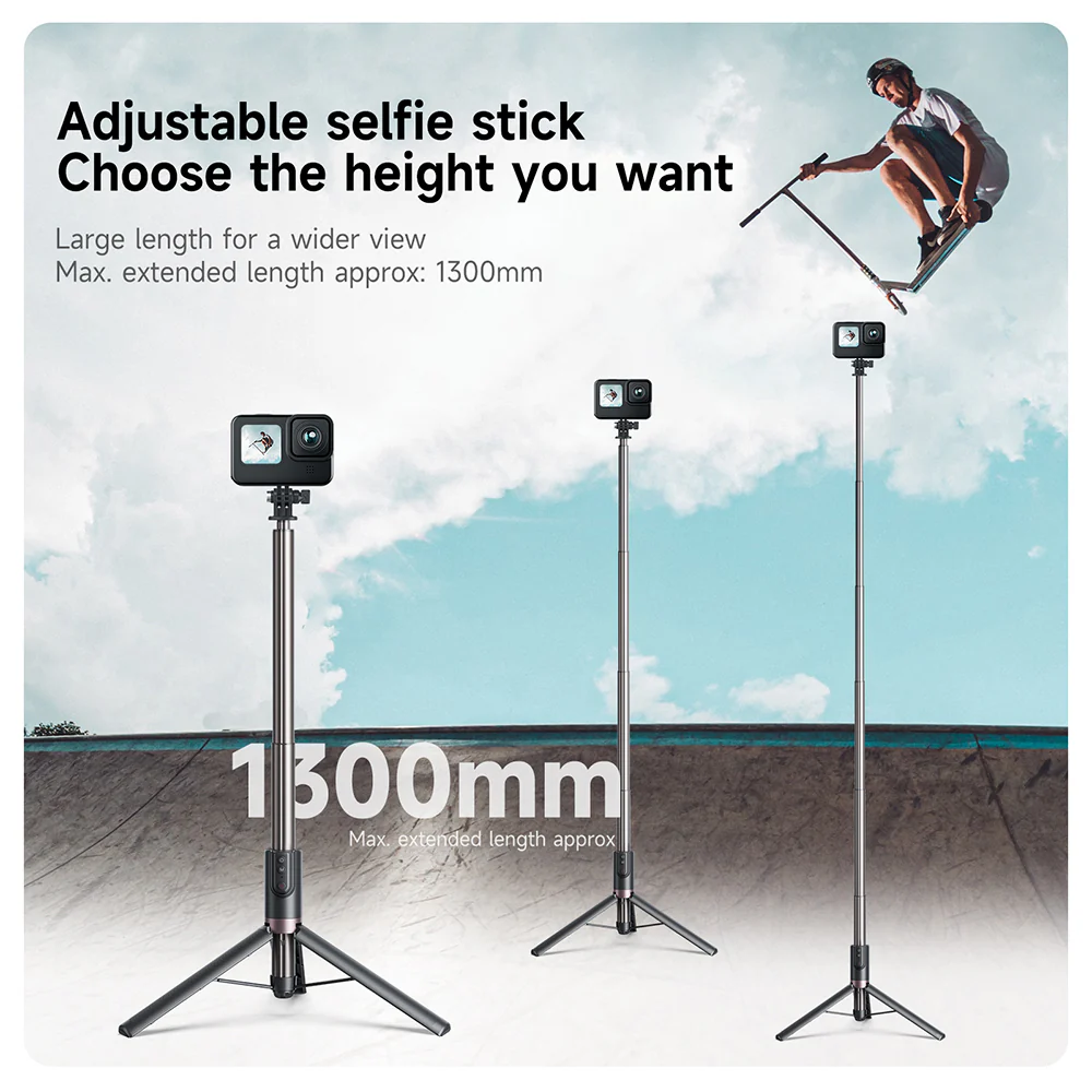 TELESIN 1.3M SELFIE STICK TRIPOD WITH REMOTE CONTROL TE-RCSS-003 - Image 10