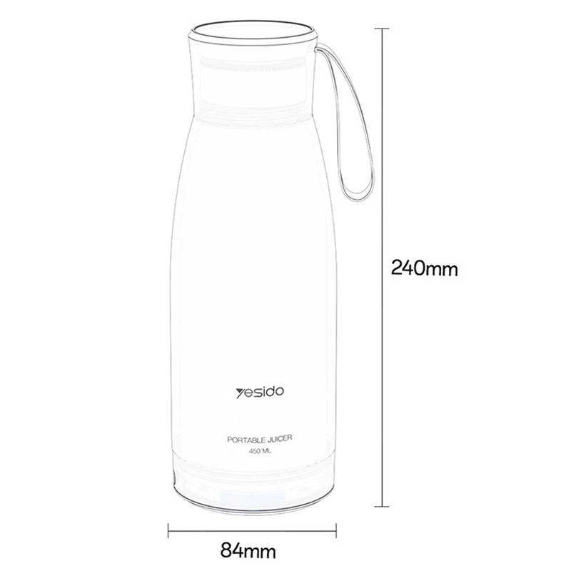 YESIDO 450ML PORTABLE USB C JUICER WHITE EC17 - Image 9