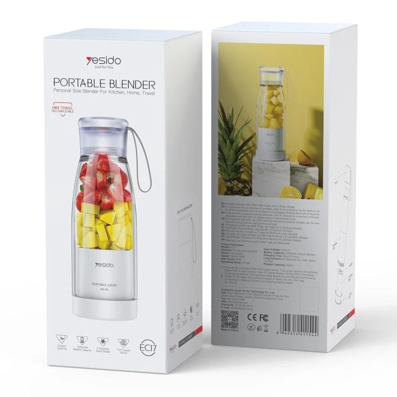 YESIDO 450ML PORTABLE USB C JUICER WHITE EC17 - Image 10