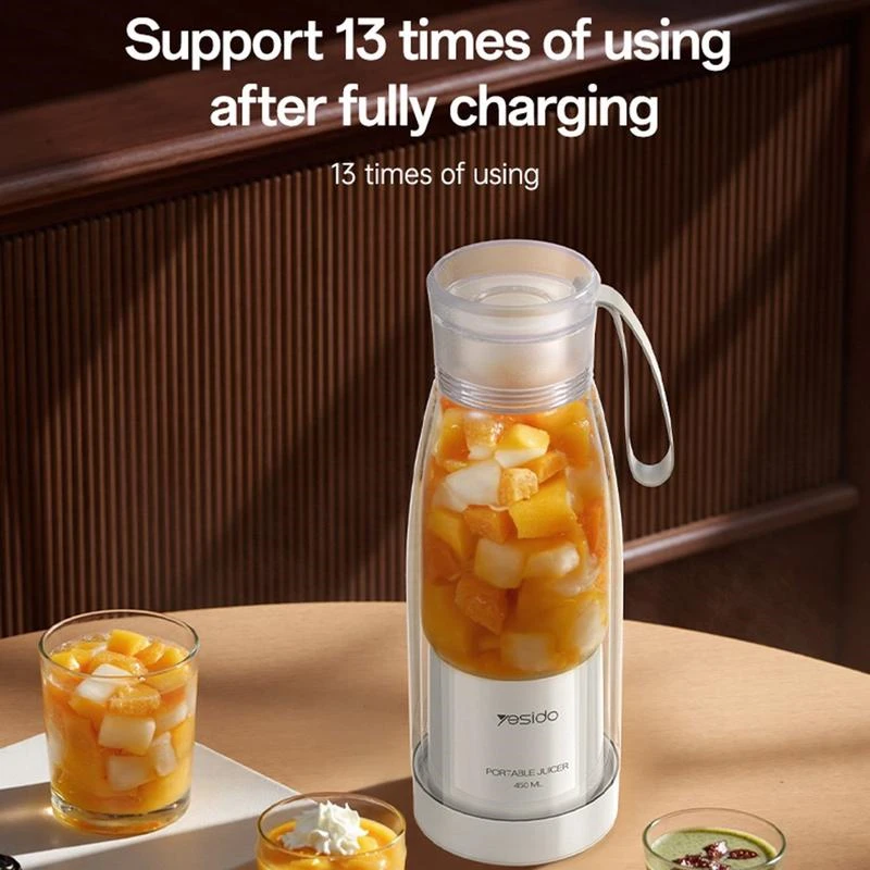 YESIDO 450ML PORTABLE USB C JUICER WHITE EC17 - Image 4