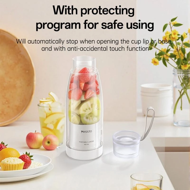 YESIDO 450ML PORTABLE USB C JUICER WHITE EC17 - Image 5