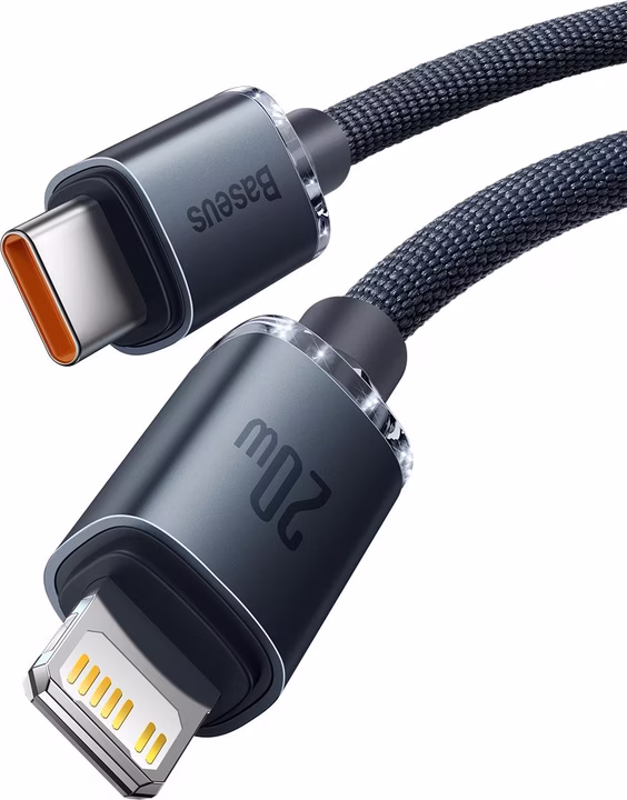 BASEUS CRYSTAL SHINE 20W TYPE C TO LIGHTNING CABLE 2M BLACK - Image 4