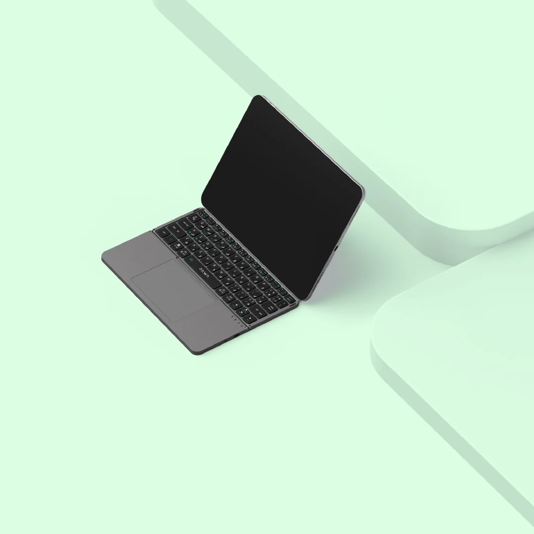 PAWA PORTABLE FOLDABLE WIRELESS KEYBOARD WITH TOUCHPAD GREY PW-PKW2T5F2-GY - Image 2
