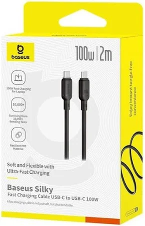 BASEUS SILKY USB TO TYPE C 100W CABLE 2M CLUSTER BLACK - Image 7