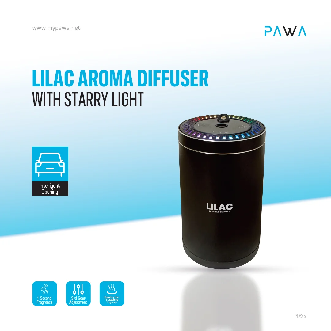 PAWA LILAC AROMA DIFFUSER WITH STARRY LIGHT BLACK PW-PCADL80-BK - Image 3