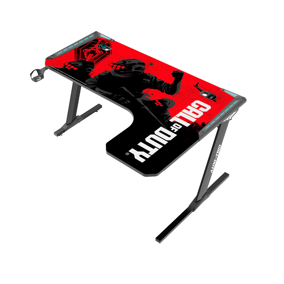 GAMEON CALL OF DUTY R-SHAPED RGB FLOWING LIGHT GAMING DESK COD-PHANTOMXL-R-01 - Image 2