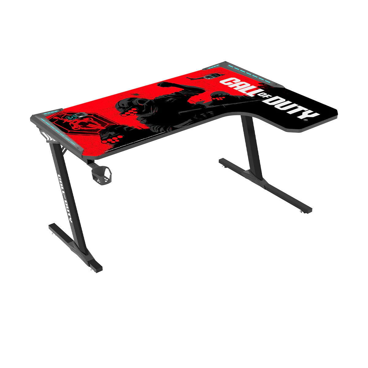 GAMEON CALL OF DUTY R-SHAPED RGB FLOWING LIGHT GAMING DESK COD-PHANTOMXL-R-01 - Image 3