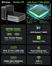 GMKTEC MINI PC RYZEN 7 PRO 6850H 32GB RAM 1TB SSD WIN 11 PRO NUCBOX-M7 - Image 6