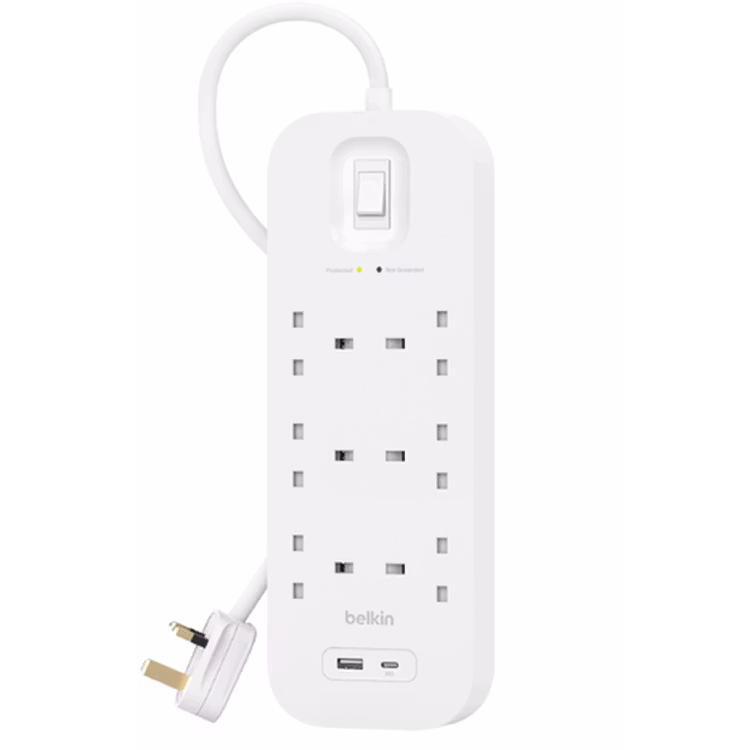 BELKIN CONNECT 6 PORT SURGE PROTECTOR WITH USB C AND USB A 6 OUTLET 2M SRB002AR2M - Image 3