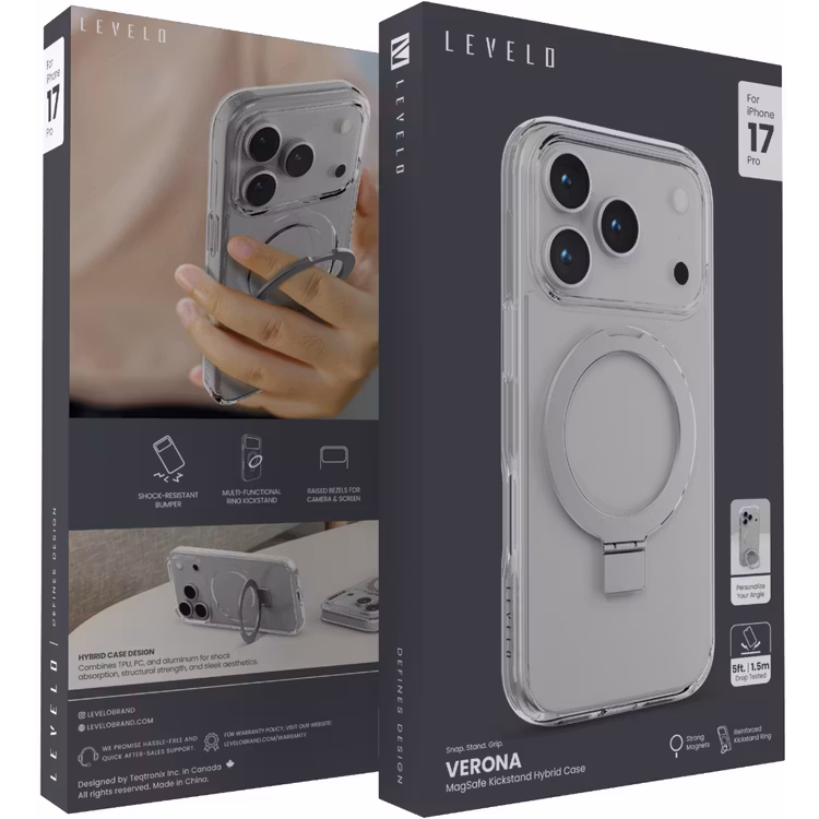 LEVELO VERONA IPHONE 17 PRO MAGSAFE KICKSTAND HYBRID CASE TRANSPARENT LVLVRN17PTR - Image 7