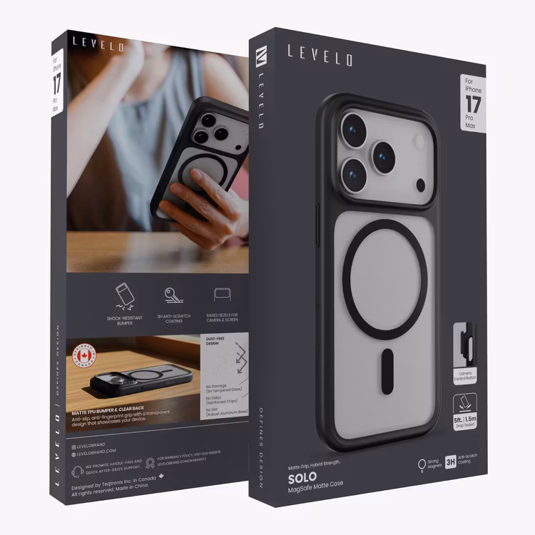 LEVELO SOLO MATTE IPHONE 17 PRO MAGSAFE CASE BLACK LVLSOLOM17PBK - Image 4