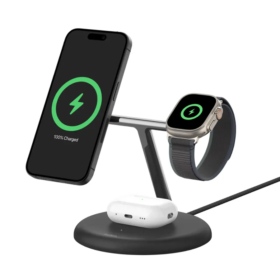 BELKIN BOOST CHARGE PRO 3 IN 1 WIRELESS CHARGING STAND WITH MAGSAFE BLACKWIZ017MYBK - Image 2