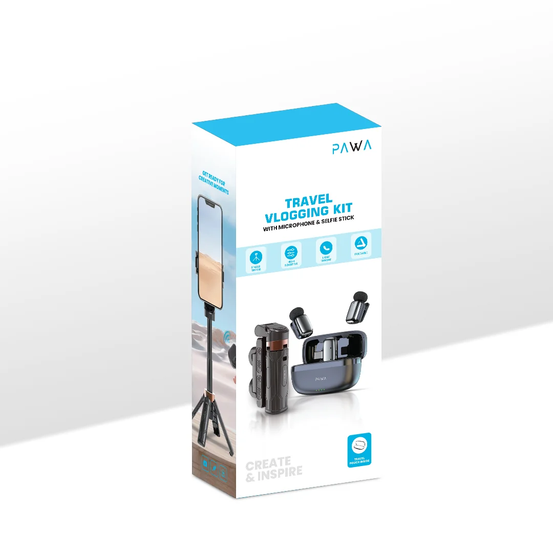 PAWA TRAVEL VLOGGING KIT WITH MICROPHONE AND SELFIE STICK BLACK PW-SLST6015 - Image 7