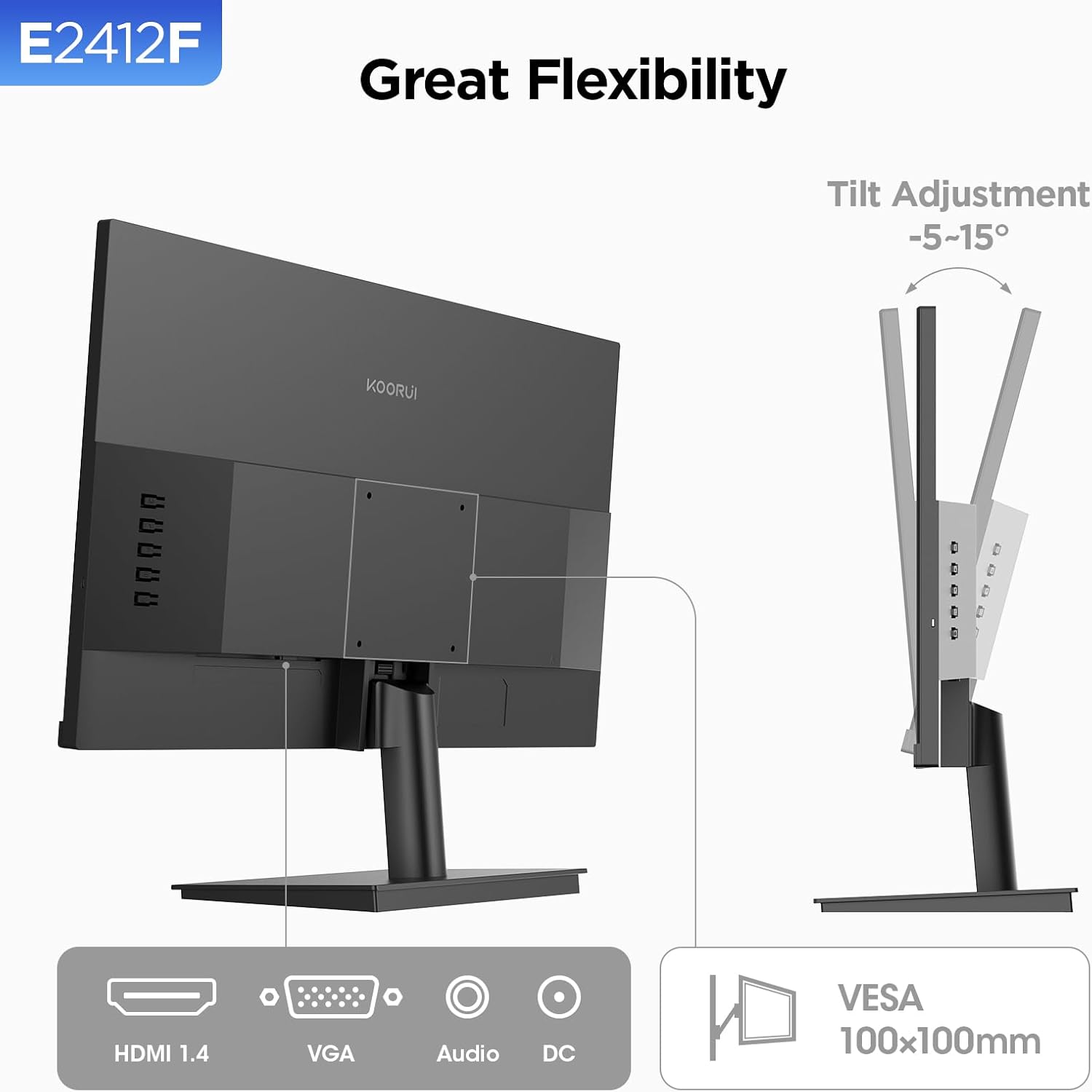 KOORUI 23.8-INCH FHD 1920X1080 SRGB 100HZ 6MS VA PANEL BUSINESS MONITOR E2412F - Image 6