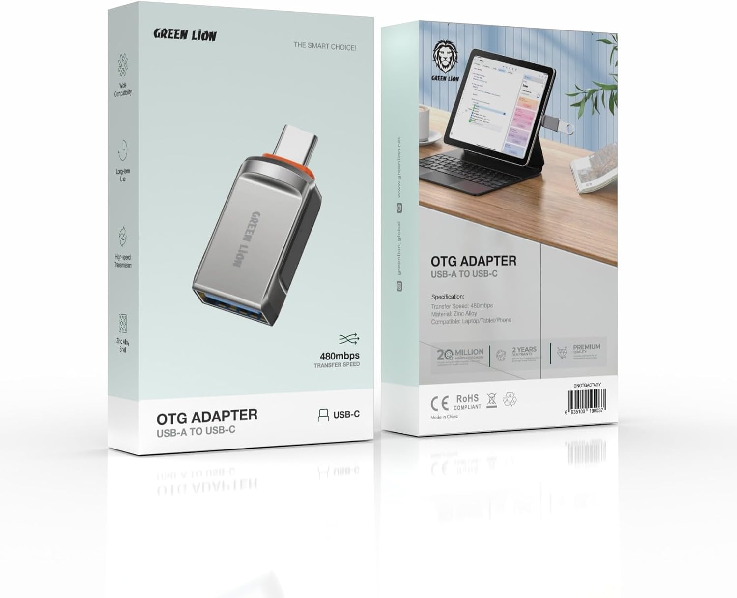 GREEN LION OTG ADAPTER USB A TO USB C PD 120W SILVER GNOTGATCSL - Image 5