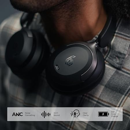 BLUPEBBLE OVER EAR FOLDABLE DIGITAL HYBRID NOISE CANCELLING HEADPHONES C90 BLUE BP-PAC90ANC-BL - Image 2