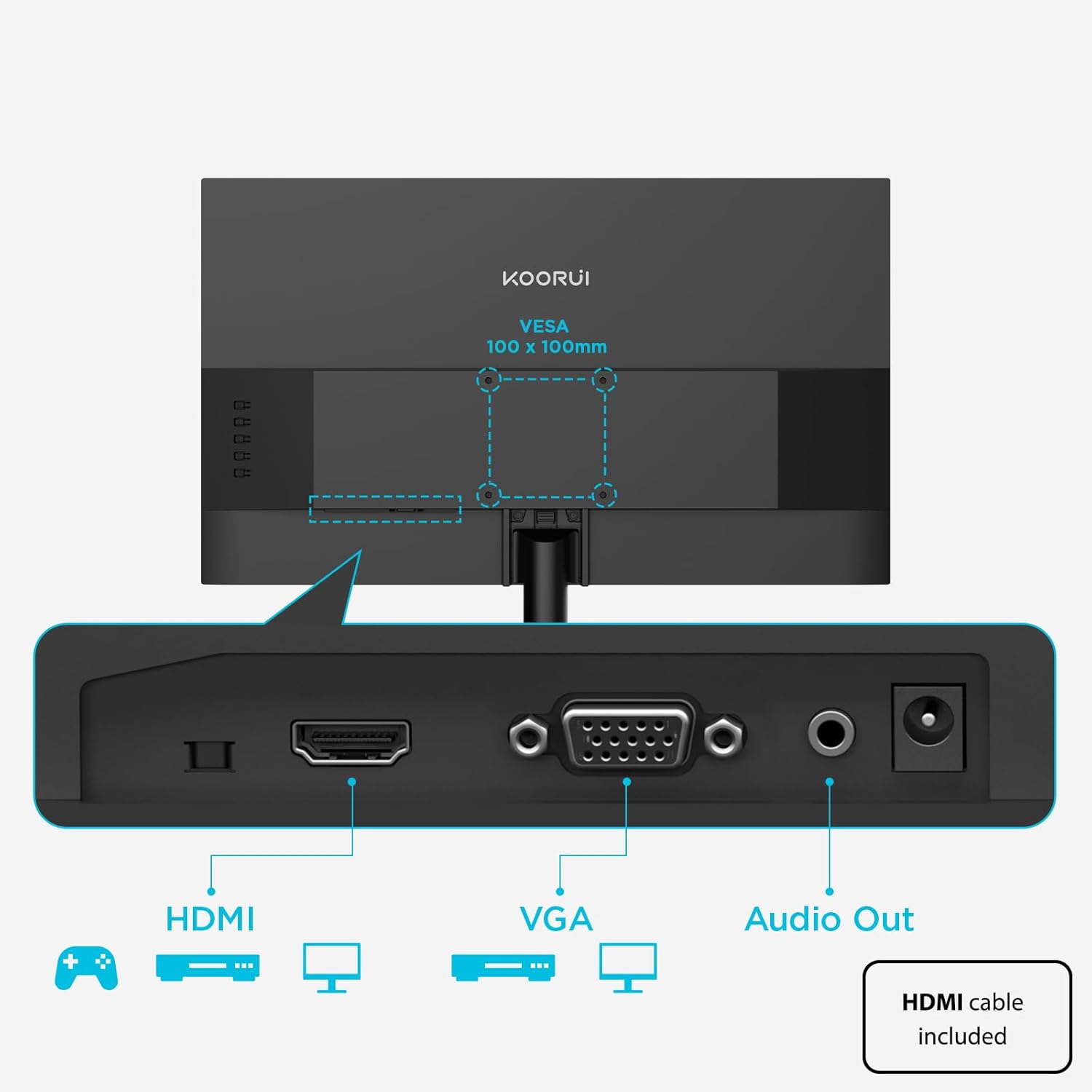 KOORUI 23.8-INCH FHD 1920X1080 SRGB 100HZ 6MS VA PANEL BUSINESS MONITOR E2412F - Image 9