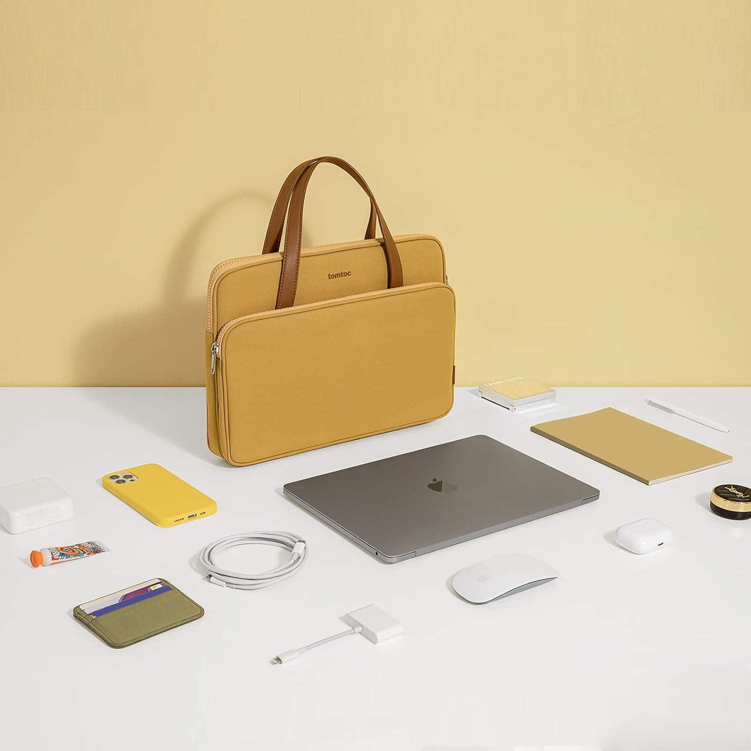 TOMTOC VERSATILE A11 14 INCH LAPTOP HANDBAG YELLOW A11D3Y1 - Image 6