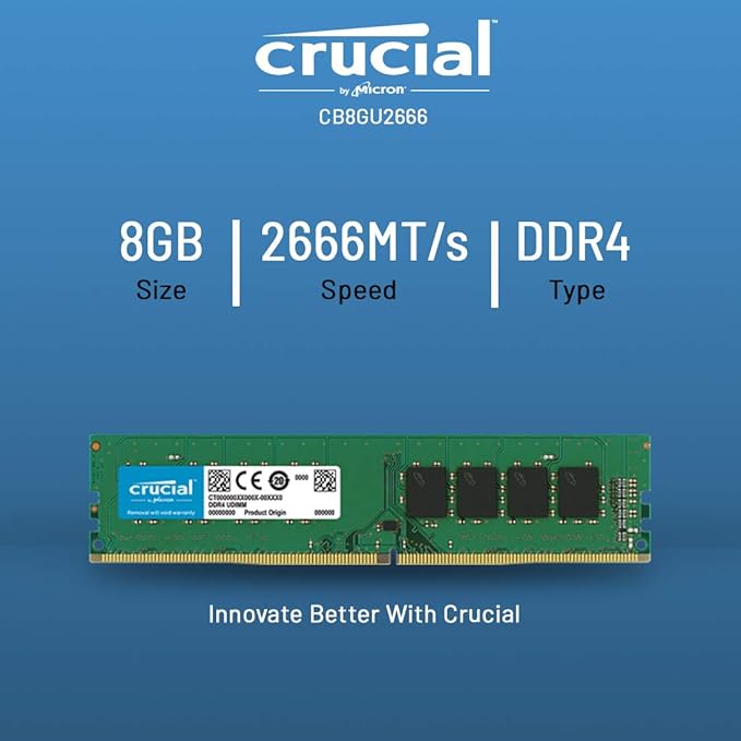 CRUCIAL DESKTOP RAM DDR4-2666 8GB 2666 UDIMM CB8GU2666 - Image 2