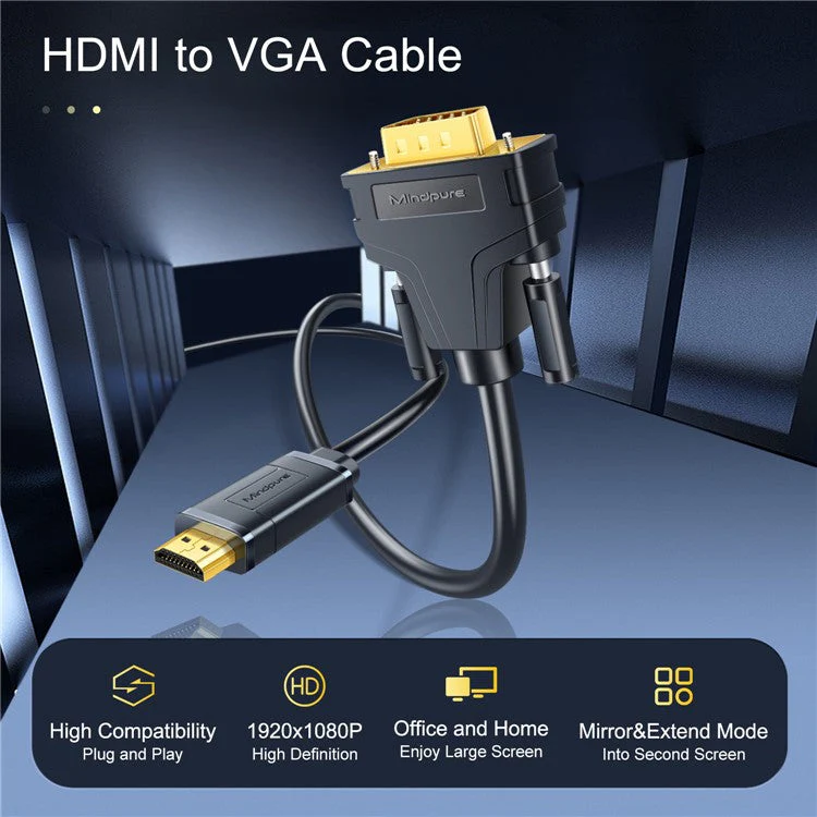 MINDPURE HDMI TO VGA ADAPTER CABLE 3M BLACK LX10416 - Image 9