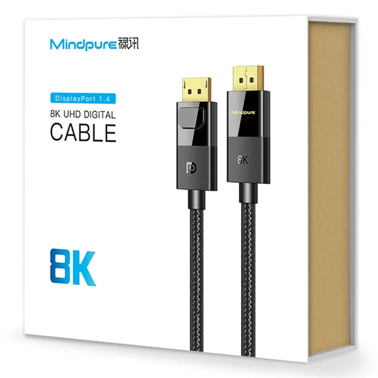 MINDPURE 8K DP1.4 MALE TO MALE BLACK ROUND WIRE 5M LX10449 - Image 6