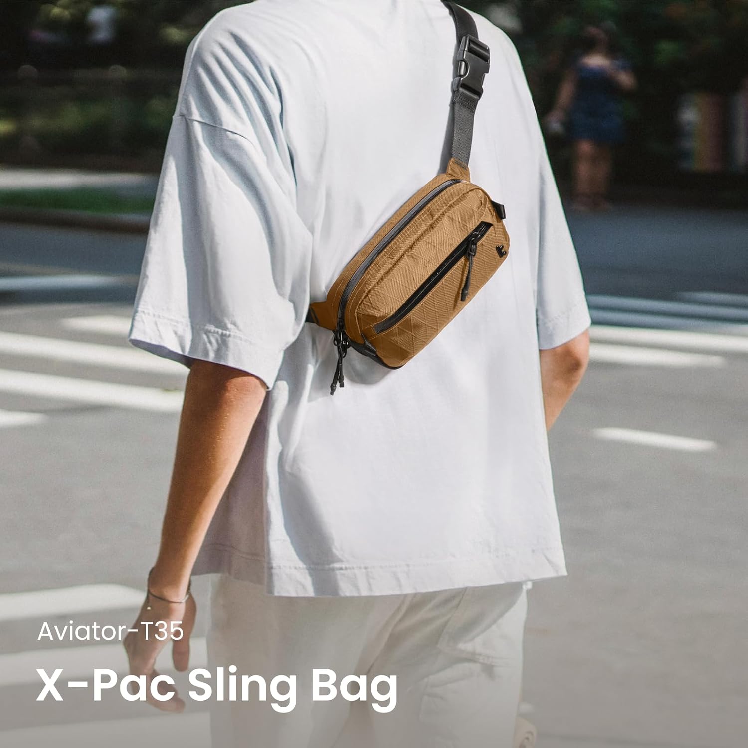 TOMTOC AVIATOR CHEST BAG 1.5L KHAKI T35S1K1 - Image 10