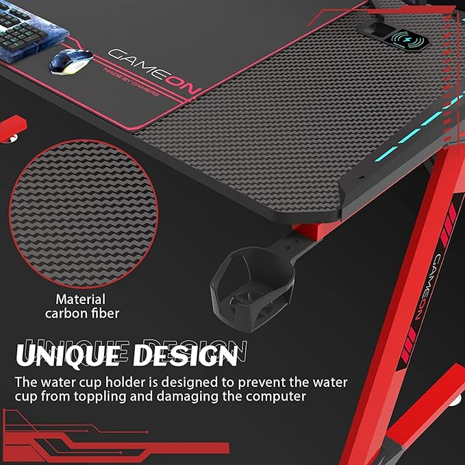 GAMEON PHANTOM XL-L SERIES L-SHAPED RGB FLOWING LIGHT GAMING DESK GO-PHANTOMXL-L - Image 2