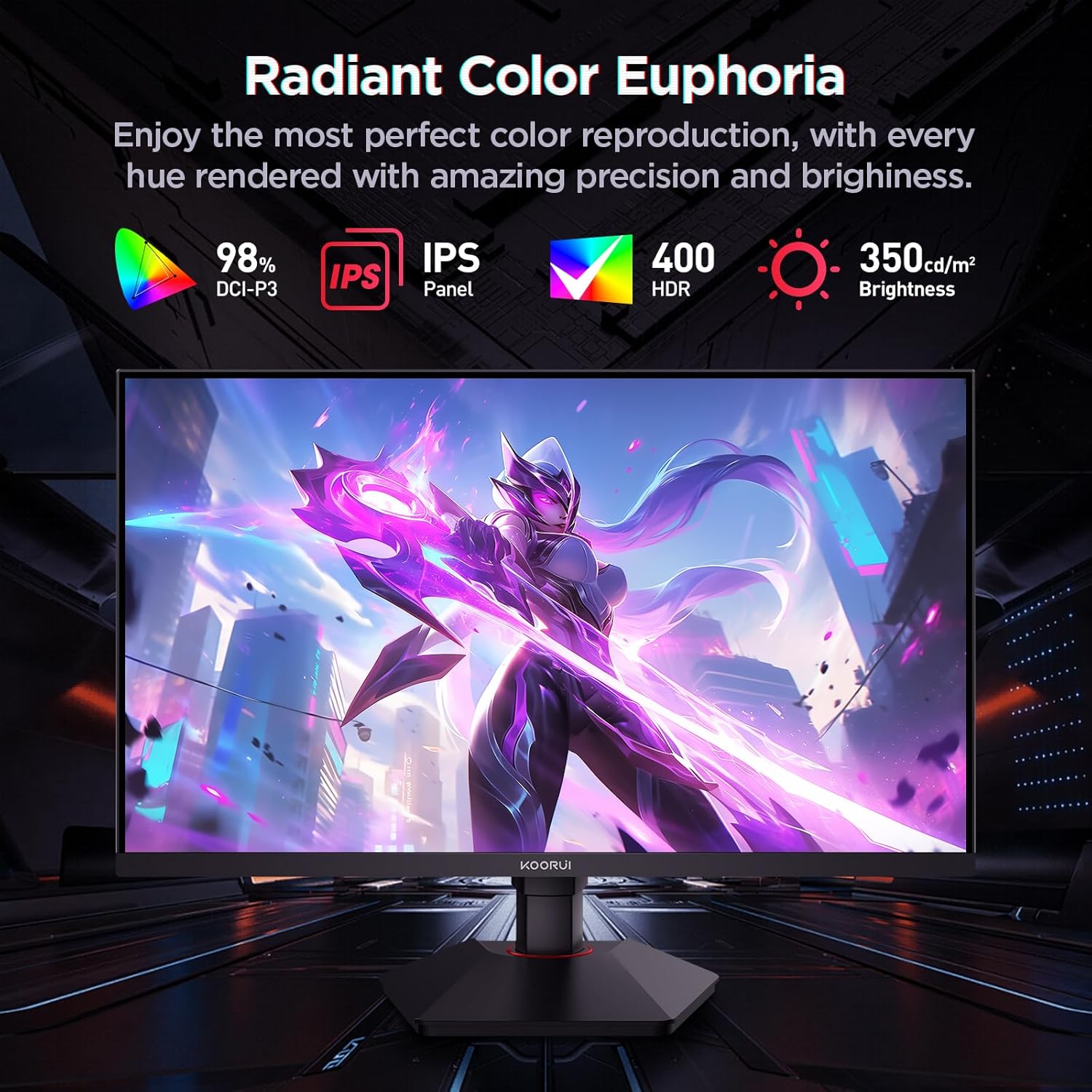 KOORUI 27-INCH QHD 2560X1440 320HZ 1MS IPS PANEL GAMING MONITOR G2721E - Image 6