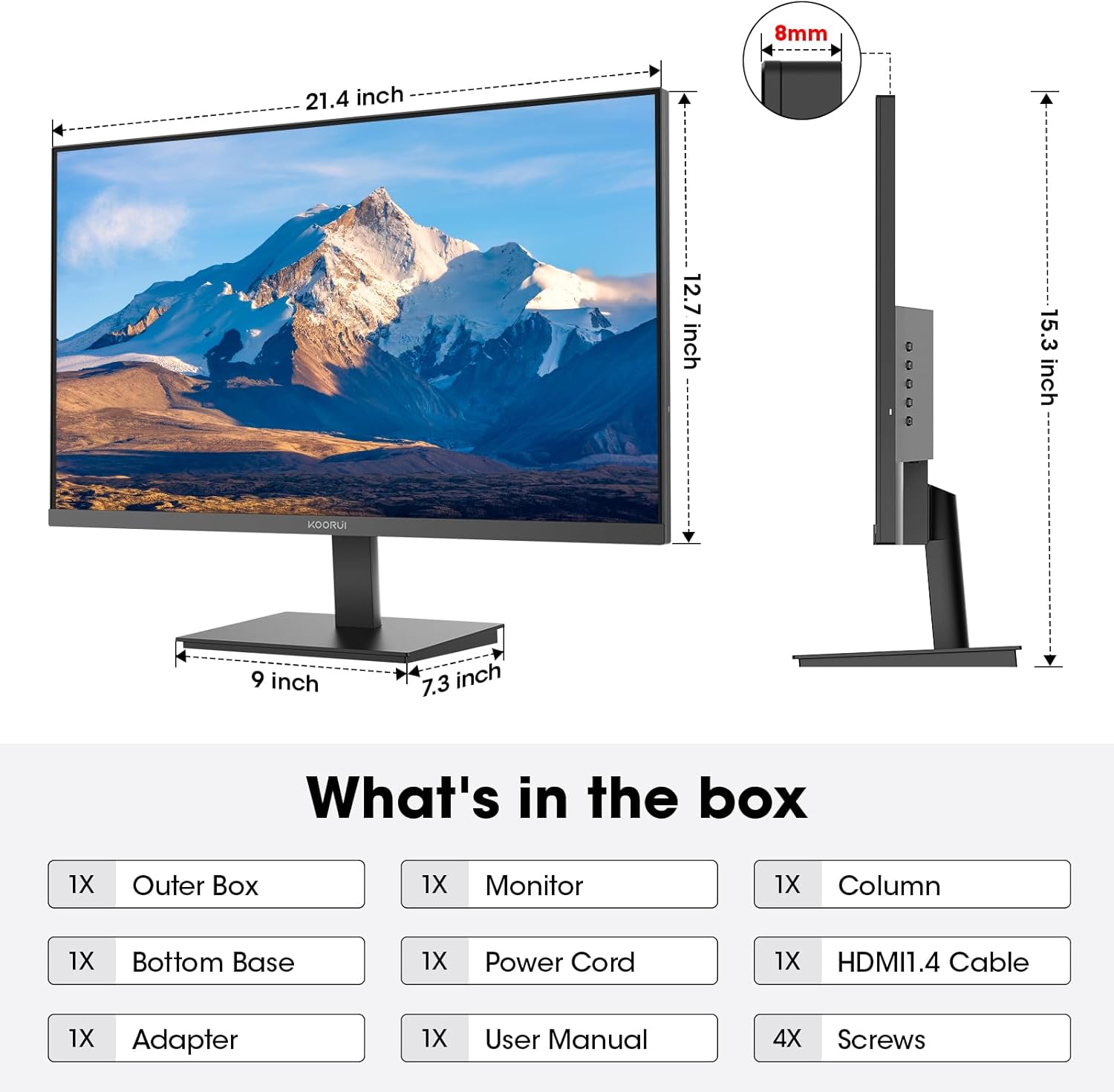 KOORUI 23.8-INCH FHD 1920X1080 SRGB 100HZ 6MS VA PANEL BUSINESS MONITOR E2412F - Image 8