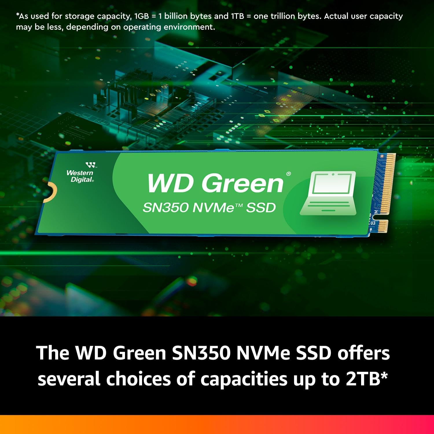 WD INTERNAL SSD 500GB SN350 M.2 NVME 2280 PCIE GEN 4 GREEN WDS500G2G0C-00CDH0 - Image 3
