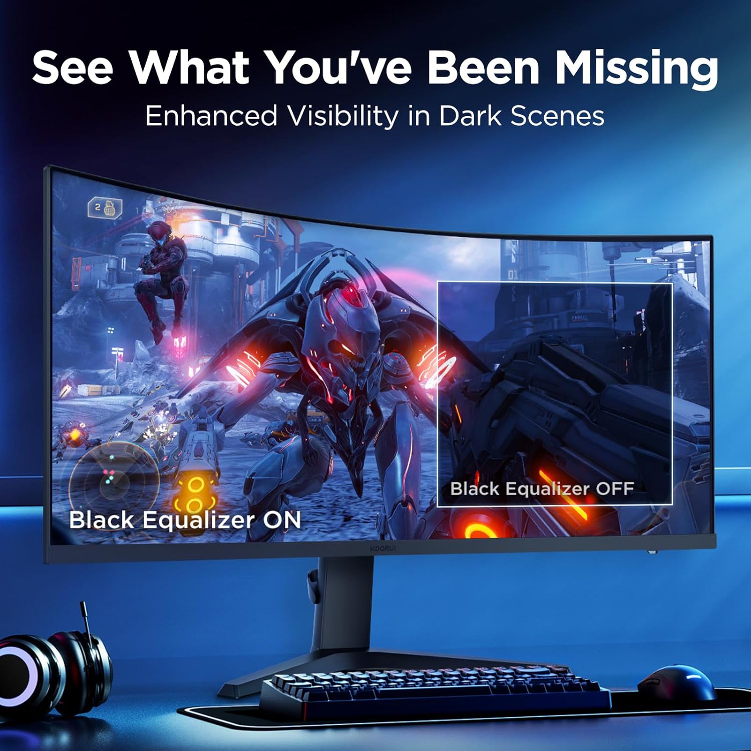 KOORUI 34 INCH UHD 3440X1440 240HZ 1MS VA PANEL GAMING MONITOR G3441XC - Image 6