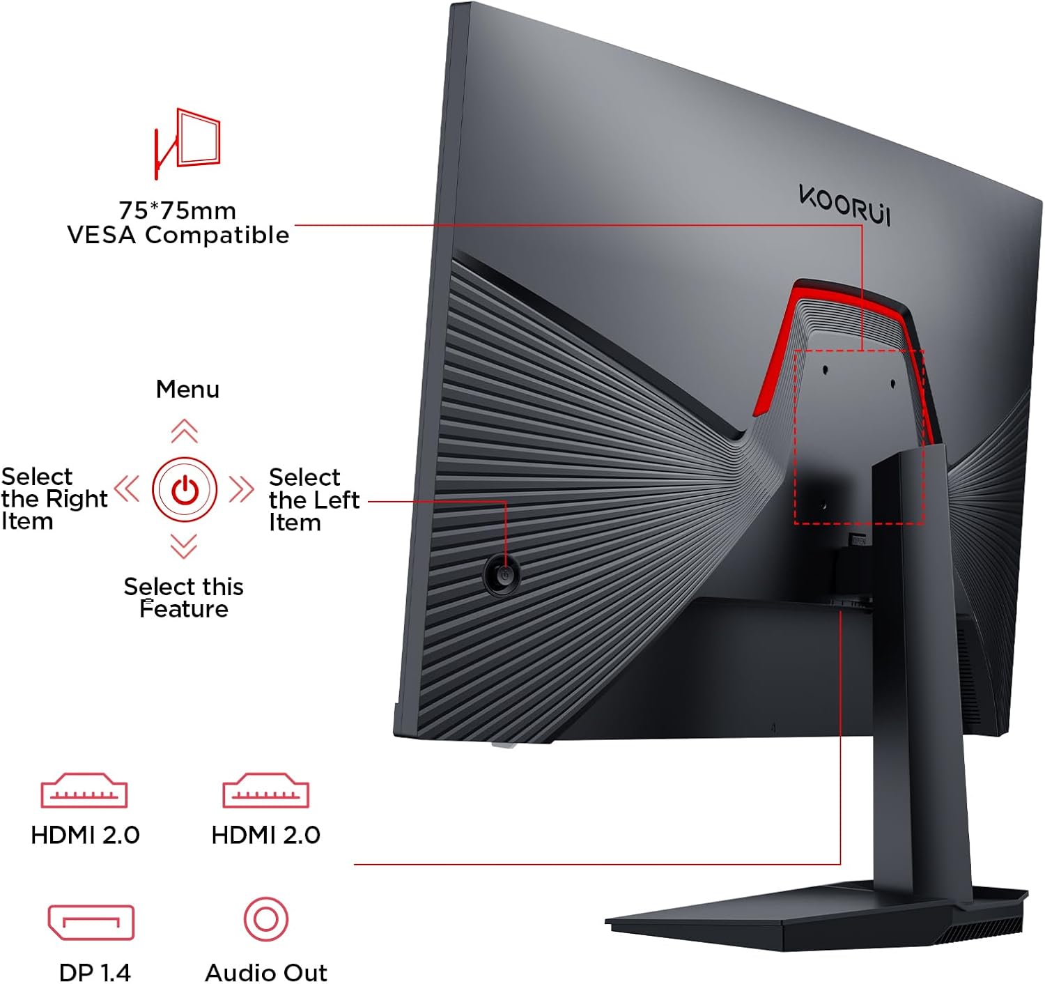 KOORUI 27 INCH FHD 1920X080 200HZ 1MS IPS PANEL GAMING MONITOR G2711P - Image 9