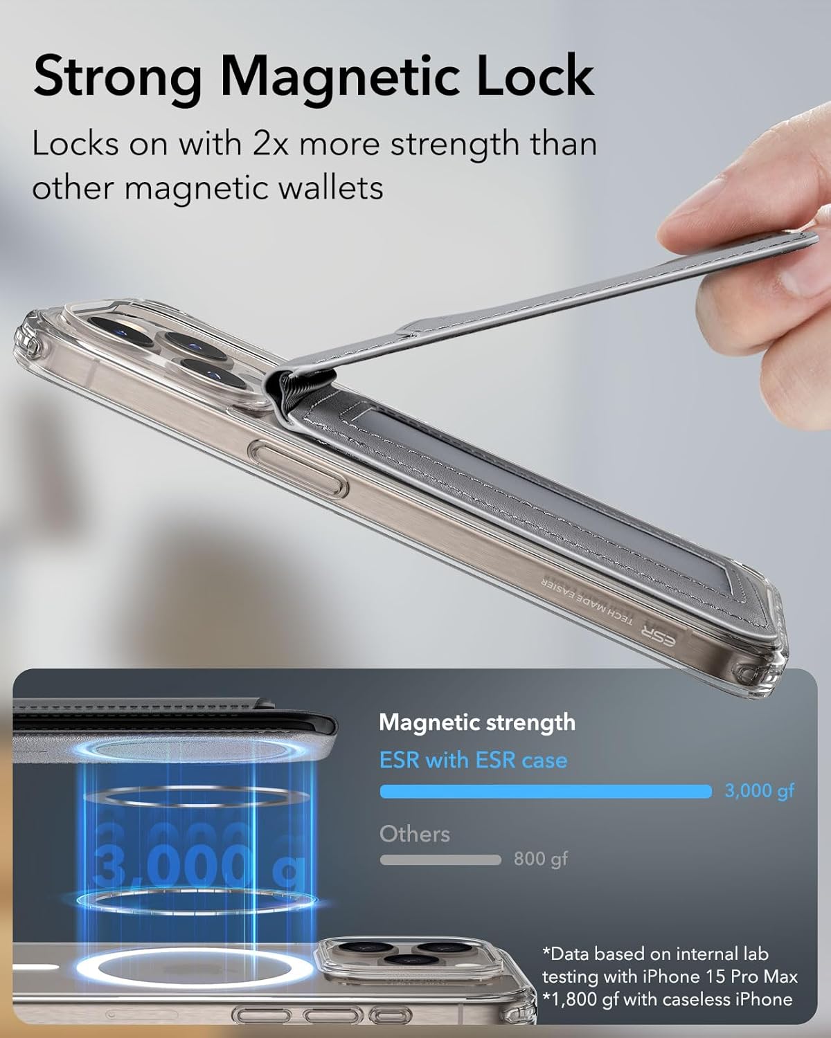 ESR HALOLOCK MAGNETIC VEGAN LEATHER WALLET STAND - Image 4