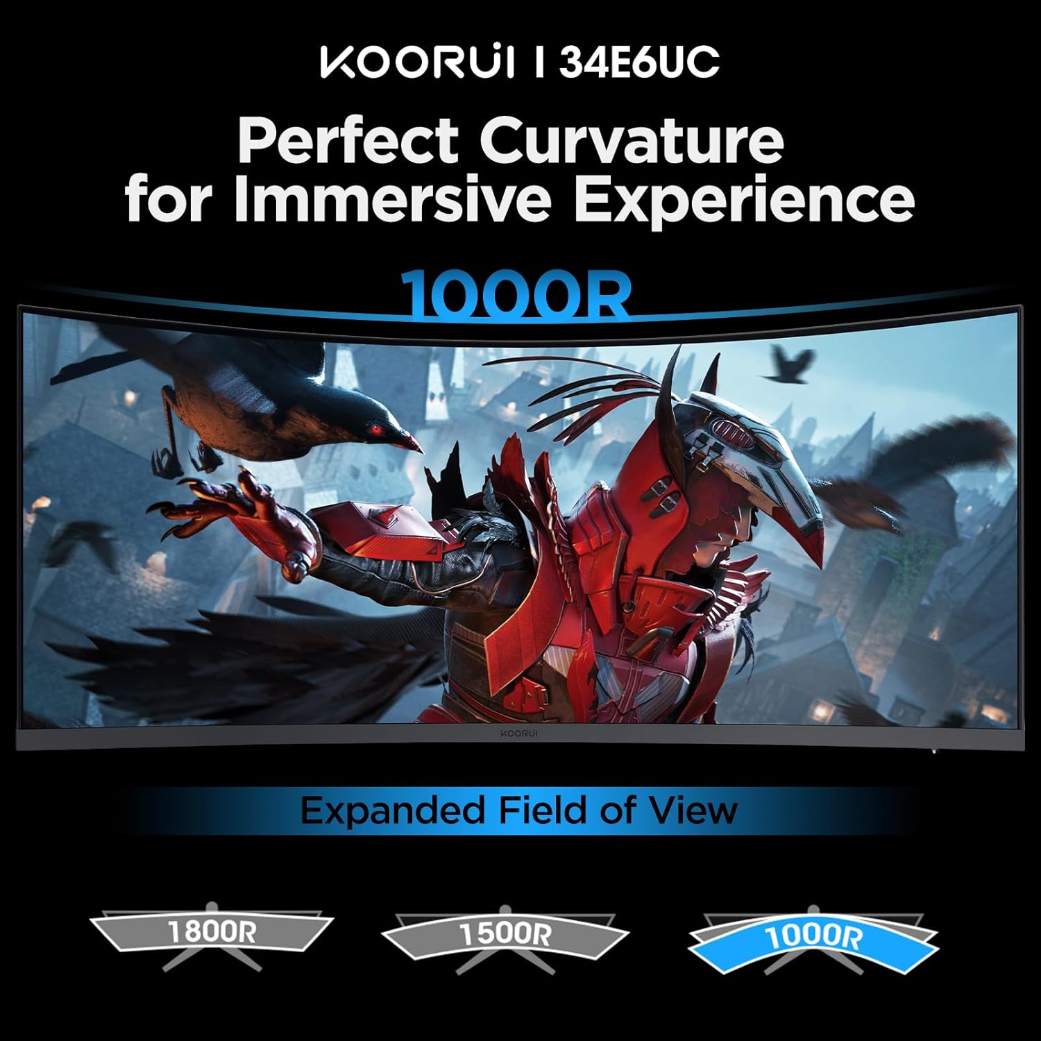 KOORUI 34 INCH UHD 3440X1440 240HZ 1MS VA PANEL GAMING MONITOR G3441XC - Image 2