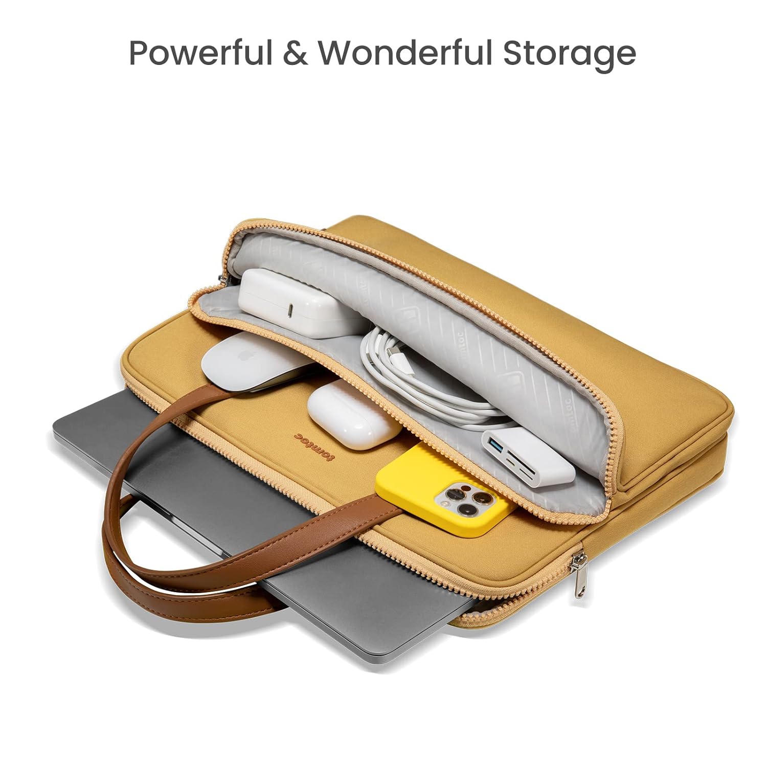 TOMTOC VERSATILE A11 14 INCH LAPTOP HANDBAG YELLOW A11D3Y1 - Image 2