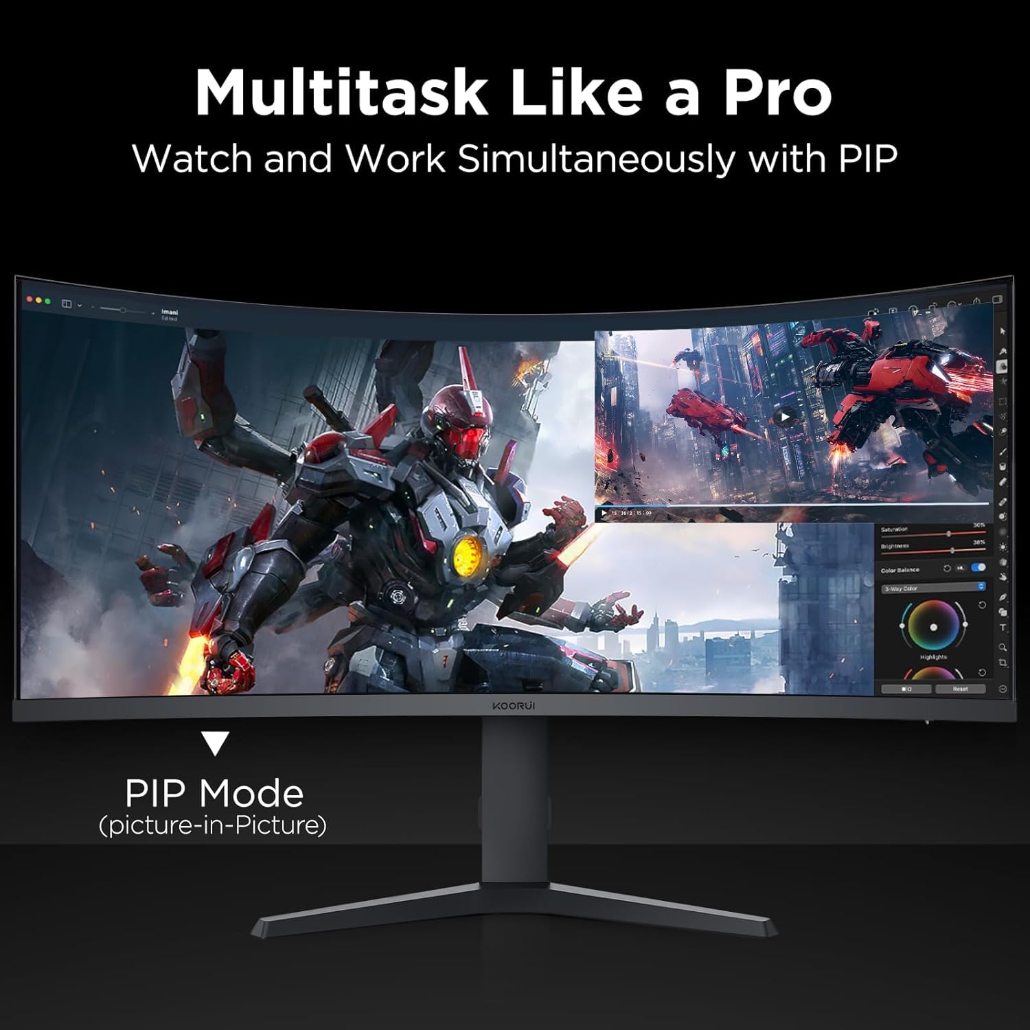 KOORUI 34 INCH UHD 3440X1440 240HZ 1MS VA PANEL GAMING MONITOR G3441XC - Image 5