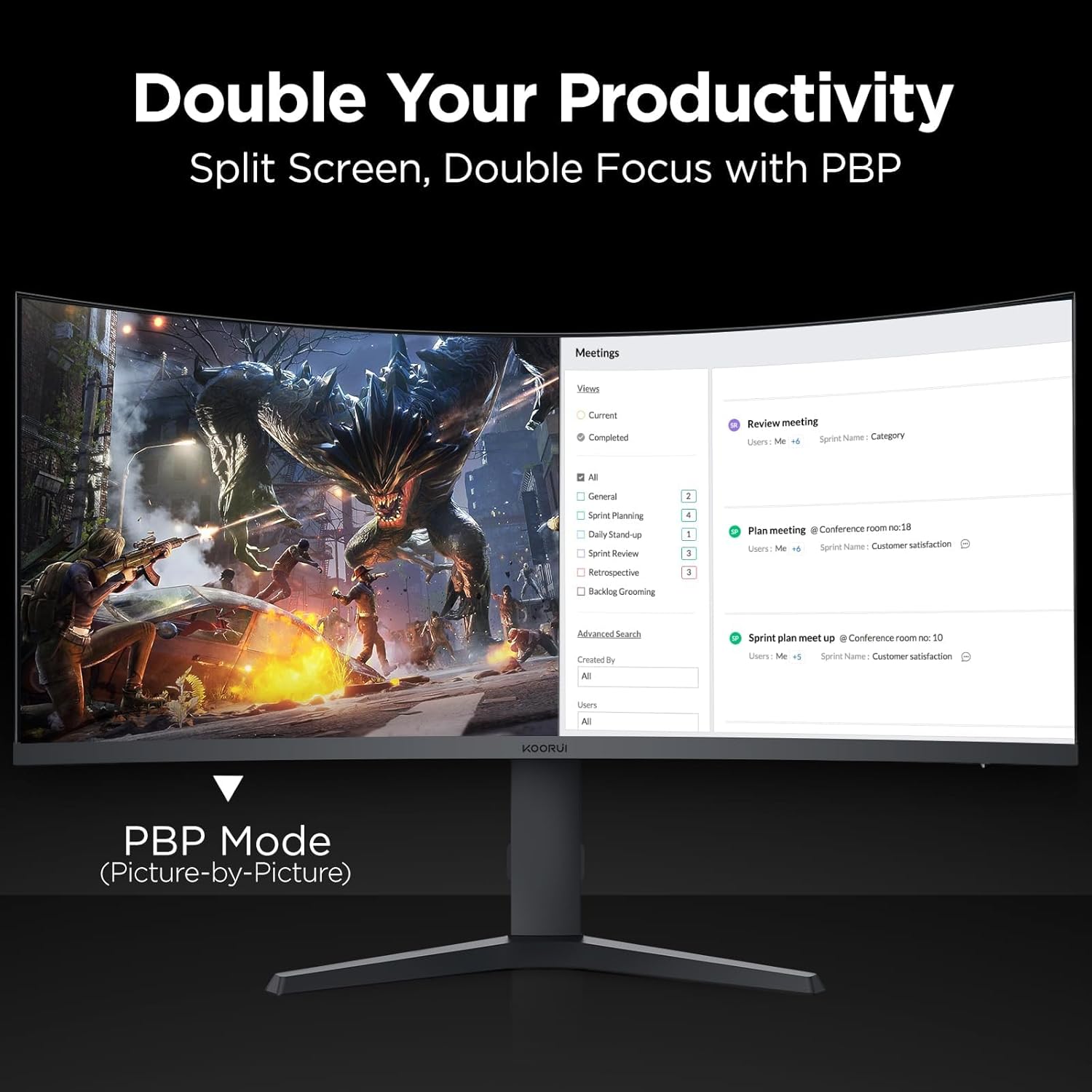 KOORUI 34 INCH UHD 3440X1440 240HZ 1MS VA PANEL GAMING MONITOR G3441XC - Image 4