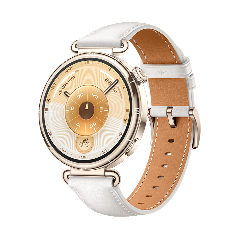 HUAWEI WATCH GT 6 41MM WHITE GOLD STAINLESS STEEL WITH WHITE COMPOSITE LEATHER STRAP KSU-B19 55020FUJ - Image 2