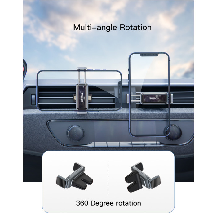 YESIDO AIR CLIP 360 DEGREE ROTATION CAR HOLDER BLACK C124 - Image 4