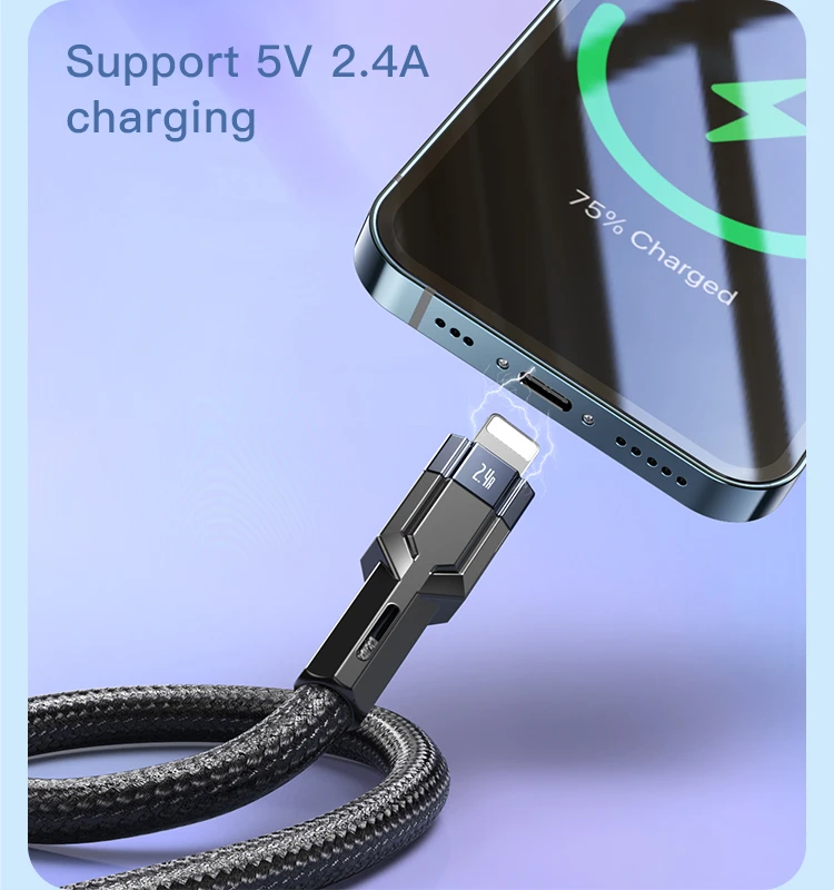 YESIDO USB-C TO LIGHTNING CABLE 1.2M BLACK CA107 - Image 3