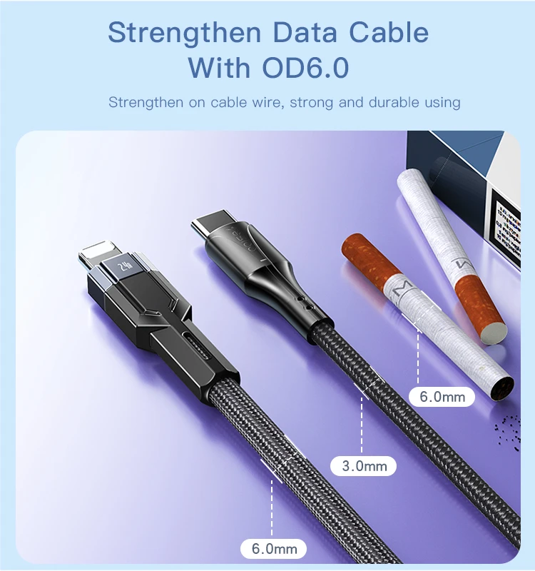 YESIDO USB-C TO LIGHTNING CABLE 1.2M BLACK CA107 - Image 5