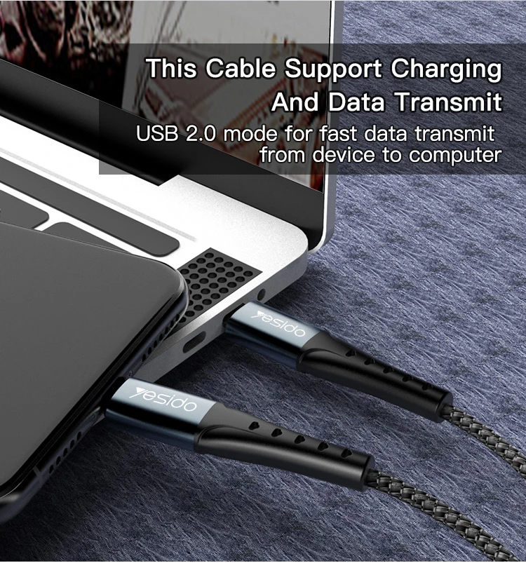 YESIDO USB-C TO USB-C CABLE 1.2M BLACK CA66 - Image 3
