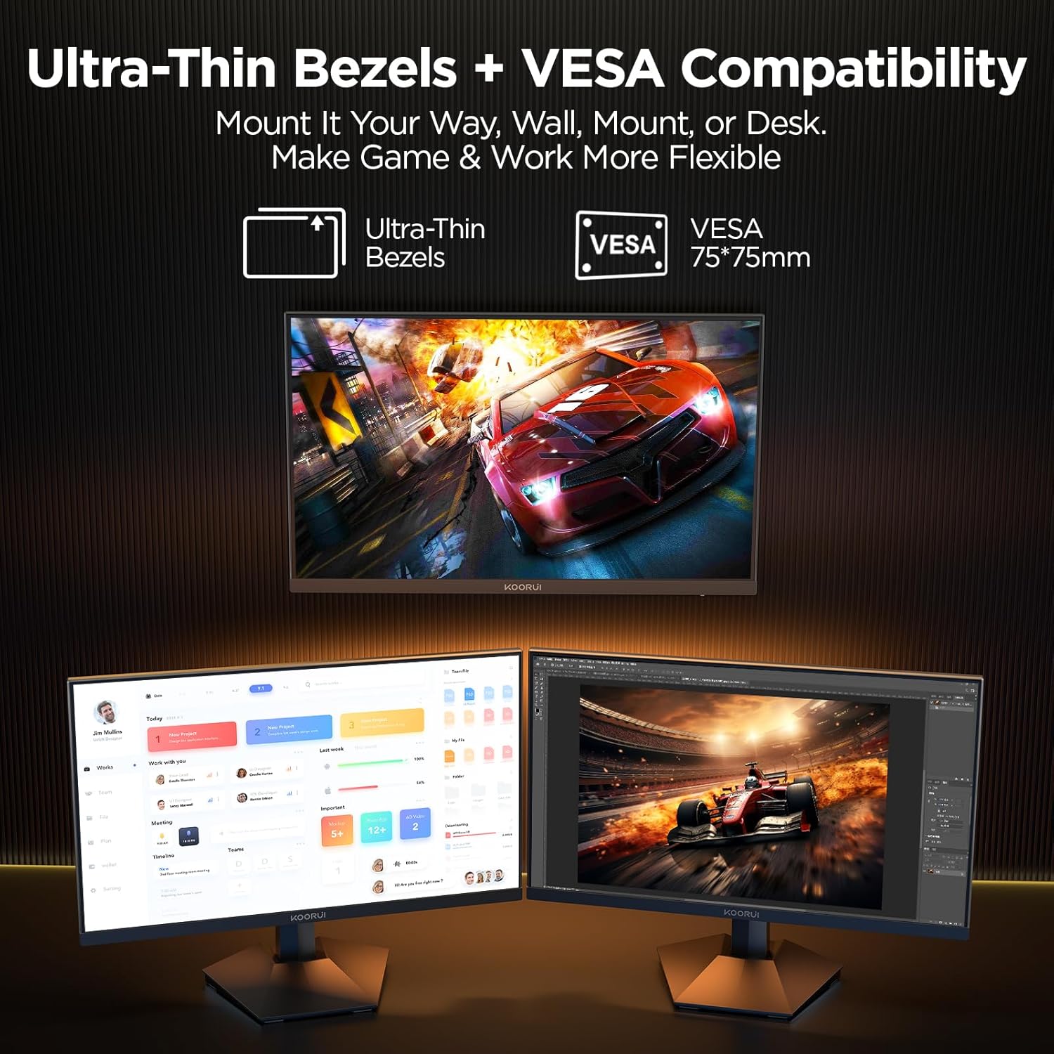 KOORUI 27 INCH FHD 1920X080 200HZ 1MS IPS PANEL GAMING MONITOR G2711P - Image 7